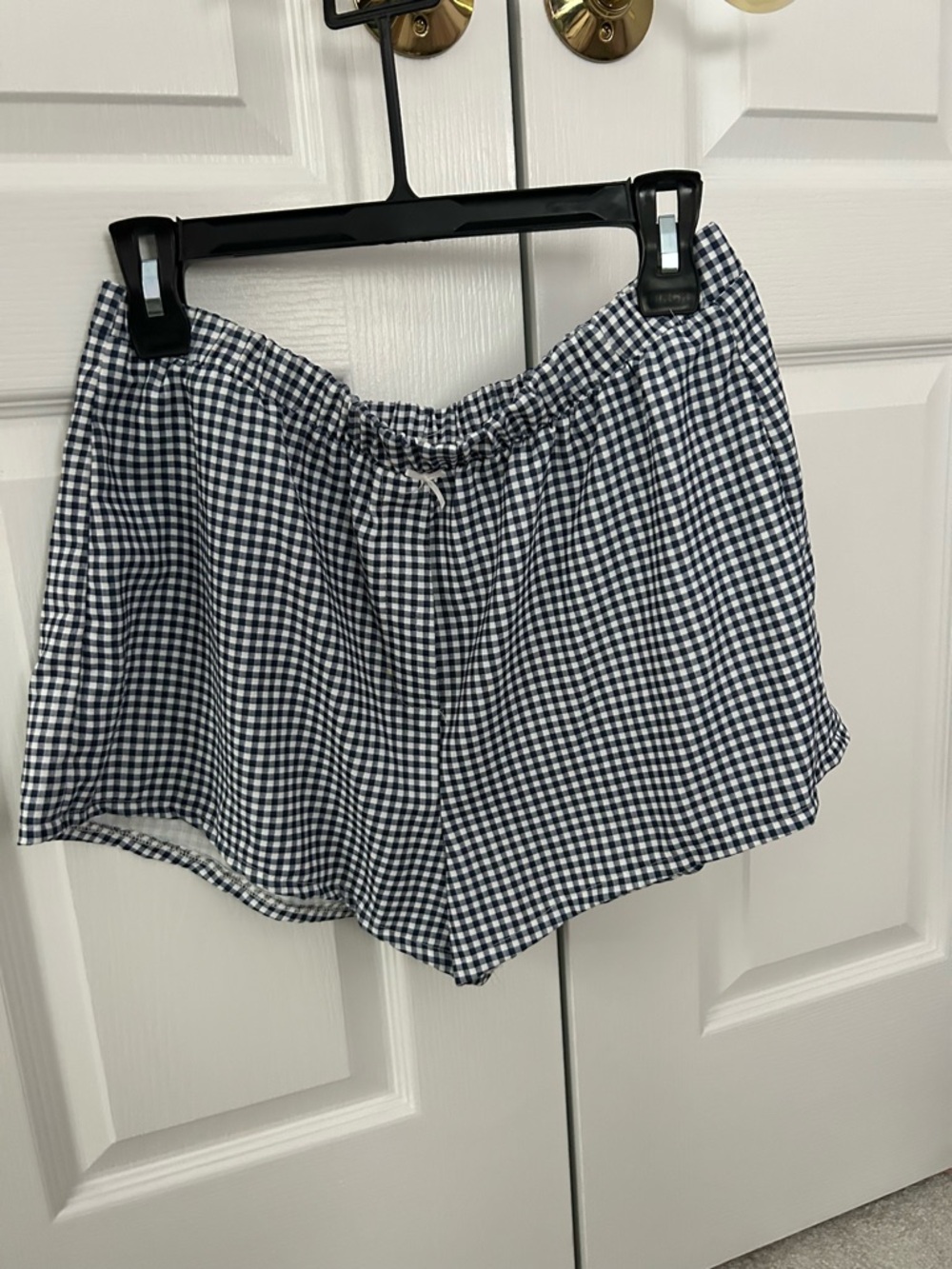 Altar'd State Navy and White Gingham High-Waist Shorts